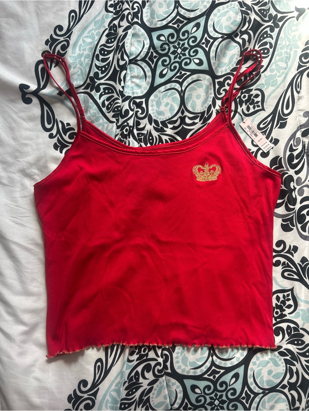 NWT Victoria’s Secret Red Crown Embroidered Cami Tank Top
